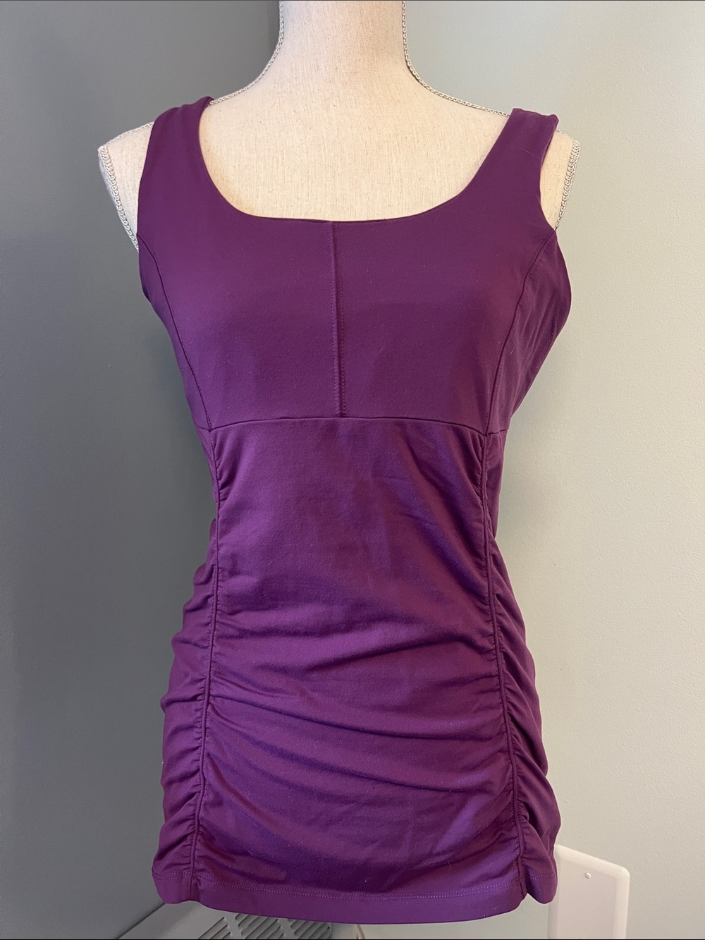Zobha Purple Stretch Rouche Tank XL Built in Shelf Bra